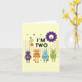 Robot 2. Geburtstagsgeschenke Karte (Gelbe Blume)