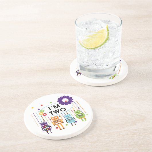 Robot 2. Geburtstagsgeschenke Untersetzer (Seite)