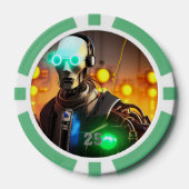 Robot-2-grüner 25-Streifen-Poker-Chip Pokerchips (Vorderseite)
