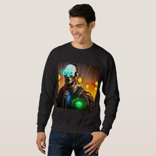 Robot 2 Herren schwarzes Sweatshirt (Vorne ganz)