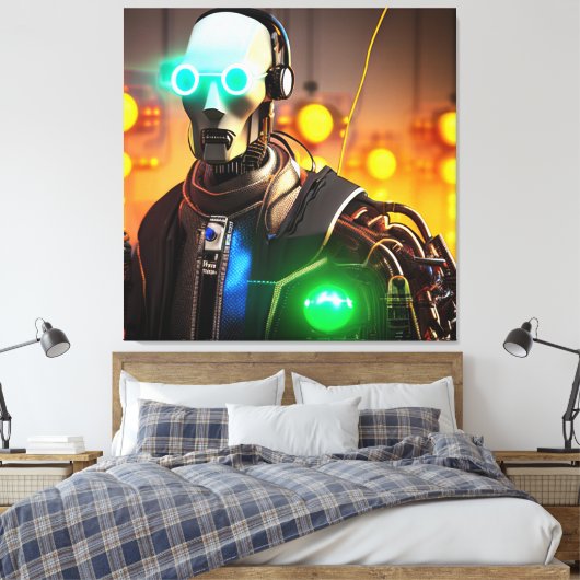 Robot-2-Leinwand Leinwanddruck (Insitu (Schlafzimmer))