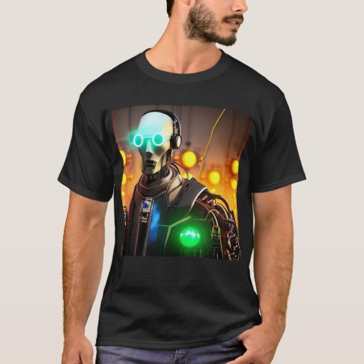 Robot 2 men Schwarzer T - Shirt (Vorderseite)