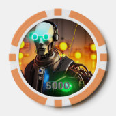 Robot 2 orange 5000 gestreifter Poker-Chip Pokerchips (Vorderseite)