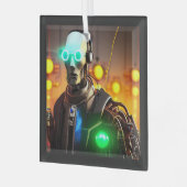 Robot-2-Quadrat-Glasschmuck Ornament Aus Glas (Vorderseite links)