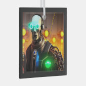 Robot-2-Quadrat-Glasschmuck Ornament Aus Glas (Vorderseite Rechts)