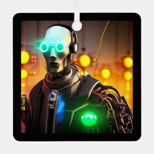Robot-2-Quadratzer Ornament Aus Metall