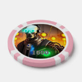 Robot 2 rosa 1000 gestreifter Poker-Chip Pokerchips (Einzeln)