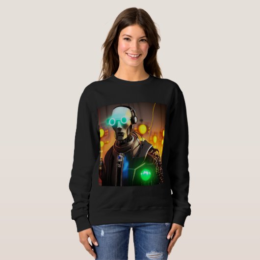 Robot 2 Women Black Sweatshirt (Vorne ganz)