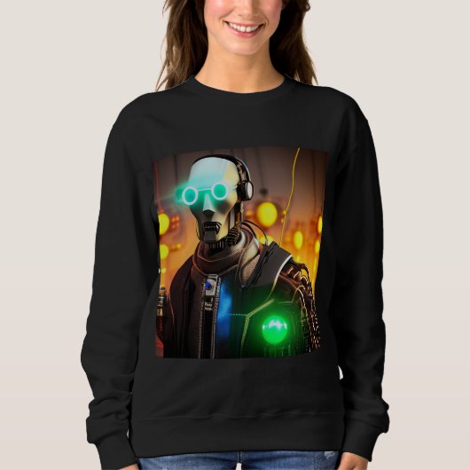 Robot 2 Women Black Sweatshirt (Vorderseite)