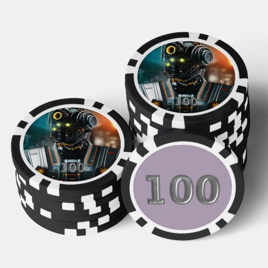 Robot 3 Black 100 Striped Poker Chip (Stapel)