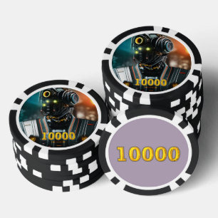 Robot 3 Black gold 10000 gestreifter Poker-Chip Pokerchips
