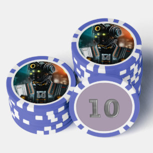 Robot 3 blauer 10-Streifen-Poker-Chip Pokerchips