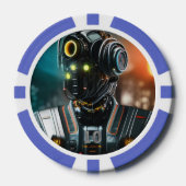 Robot 3 blauer 10-Streifen-Poker-Chip Pokerchips (Vorderseite)