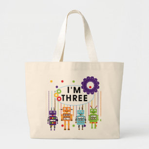 Robot 3. Geburtstag T Shirts und Geschenke Jumbo Stoffbeutel