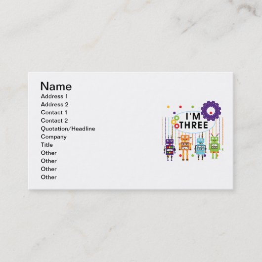 Robot 3. Geburtstag T Shirts und Geschenke Visitenkarte (Vorderseite)