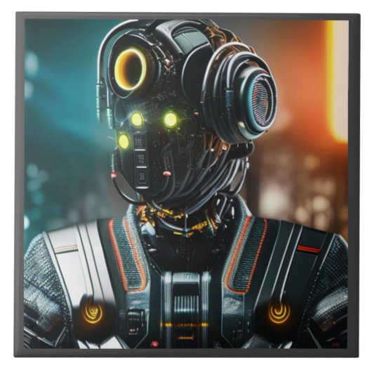 Robot 3 große Keramik Fliese (Vorderseite)