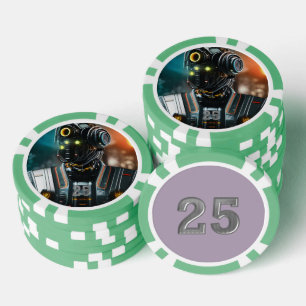Robot-3-grüner 25-Streifen-Poker-Chip Pokerchips