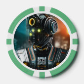 Robot-3-grüner 25-Streifen-Poker-Chip Pokerchips (Vorderseite)