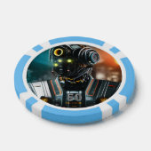 Robot 3 hellblau 50 gestreifter Poker-Chip Pokerchips (Einzeln)