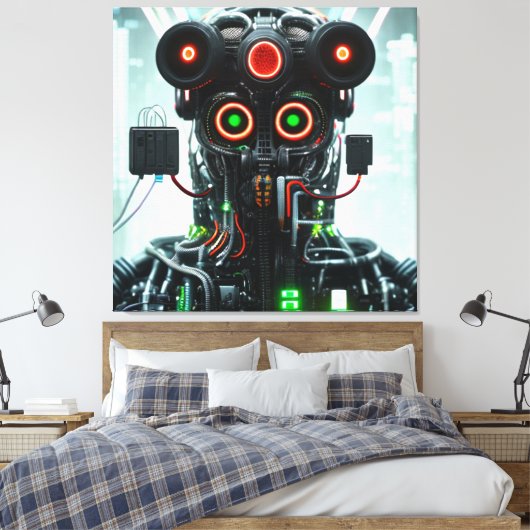 Robot-3-Leinwand Leinwanddruck (Insitu (Schlafzimmer))
