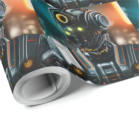 Robot-3-Mattpapier Geschenkpapier (Rolleneckpunkt)