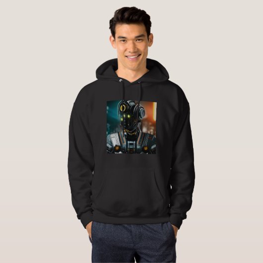 Robot 3 men Schwarz-Kapuzenpullover Hoodie (Vorne ganz)