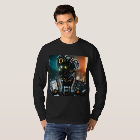 Robot 3 men Schwarzer Langärmel-T - Shirt (Vorne ganz)