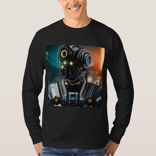 Robot 3 men Schwarzer Langärmel-T - Shirt (Vorderseite)
