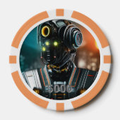 Robot 3 orange 5000 gestreifter Poker-Chip Pokerchips (Vorderseite)