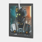 Robot-3-Quadratzer Ornament Aus Glas (Vorderseite links)