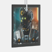 Robot-3-Quadratzer Ornament Aus Glas (Vorderseite Rechts)