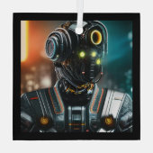 Robot-3-Quadratzer Ornament Aus Glas (Rückseite)