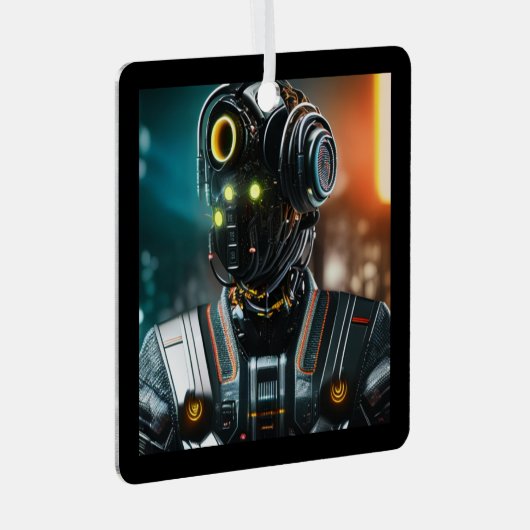 Robot-3-Quadratzer Ornament Aus Metall (Vorderseite Rechts)