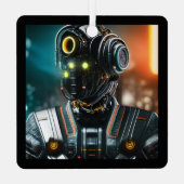 Robot-3-Quadratzer Ornament Aus Metall (Rückseite)