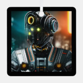 Robot-3-Quadratzer Ornament Aus Metall (Vorderseite)