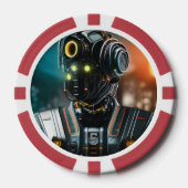 Robot-3-Rot-5-Streifen-Poker-Chip Pokerchips (Vorderseite)