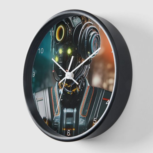 Robot 3 schwarze Wanduhr mit Zahlen (Winkel)