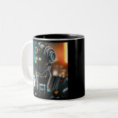 Robot 3 schwarze zweifarbige Tasse (Vorderseite Links)