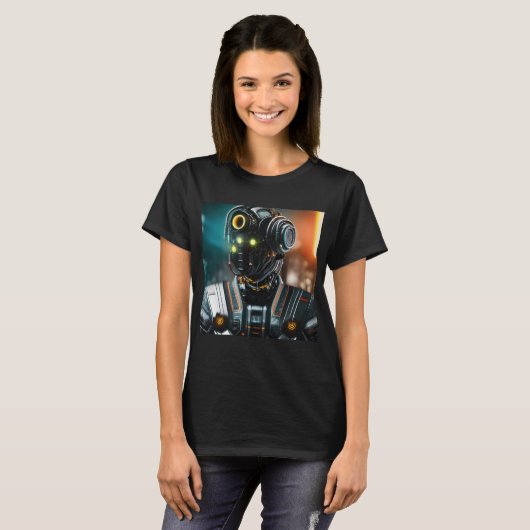 Robot 3 Women Black T - Shirt (Vorne ganz)