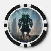Robot 4 Black 100 Striped Poker Chip (Vorderseite)