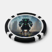 Robot 4 Black 100 Striped Poker Chip (Einzeln)