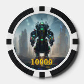 Robot 4 Black gold 10000 gestreifter Poker-Chip Pokerchips (Vorderseite)