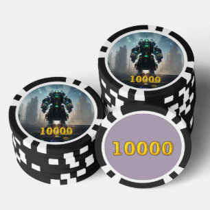 Robot 4 Black gold 10000 gestreifter Poker-Chip Pokerchips