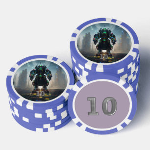 Robot 4 blauer 10-Streifen-Poker-Chip Pokerchips