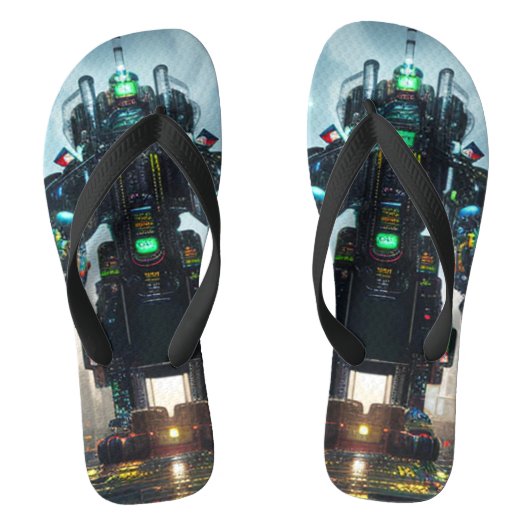 Robot-4-Breiten-Flip-Flops Badesandalen (Fußbett)