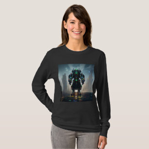 Robot 4 Frauen schwarzer, langärmeliger T - Shirt