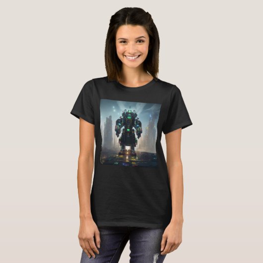 Robot 4 Frauen schwarzer T - Shirt (Vorne ganz)