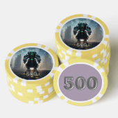 Robot 4 gelber 500 gestreifter Poker-Chip Pokerchips (Stapel)