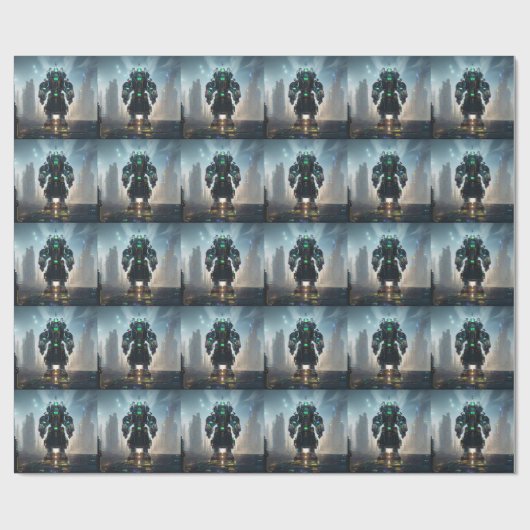 Robot-4-glänzendes Packpapier (Flach)