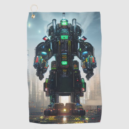 Robot 4 Golfhandtuch (Vorderseite)